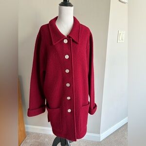 Vintage Appleseeds Red Wool 60s 70s Pointed Collar Coat